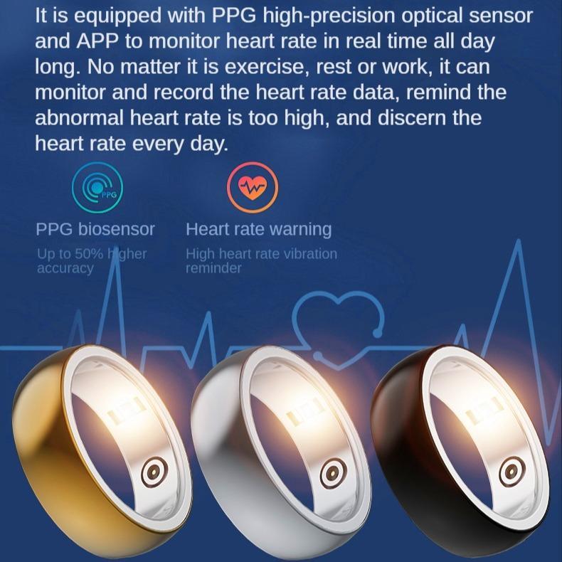 The Evolved Version Of The Smart Ring Is Equipped With Functions Such As Blood Pressure, Blood Oxygen, Sleep Quality, And Emotion Monitoring. It Is Waterproof And Comes In Two Sizes.