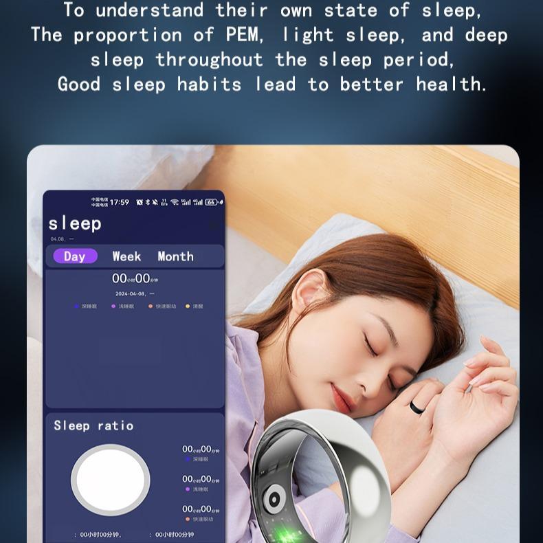 The Evolved Version Of The Smart Ring Is Equipped With Functions Such As Blood Pressure, Blood Oxygen, Sleep Quality, And Emotion Monitoring. It Is Waterproof And Comes In Two Sizes.