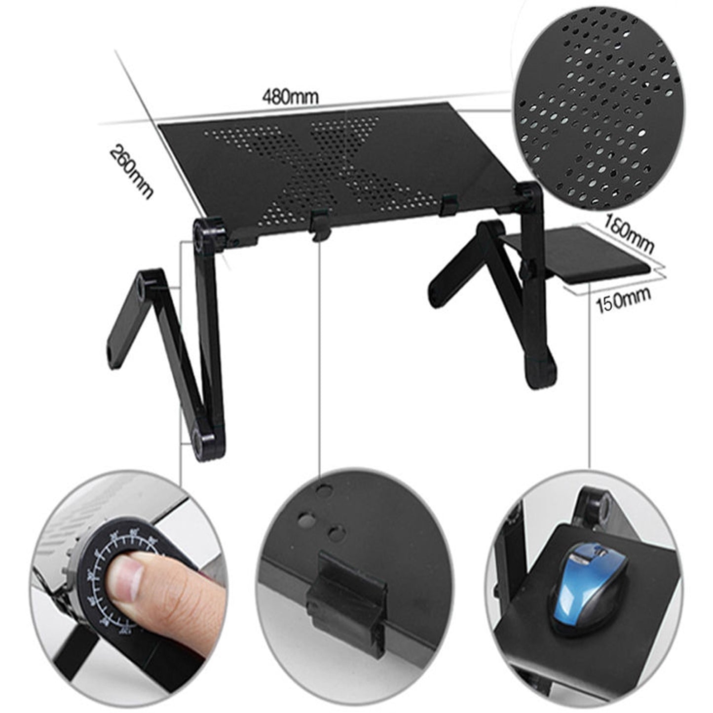 48 X 26cm Portable Home Assembly Folding Table Black
