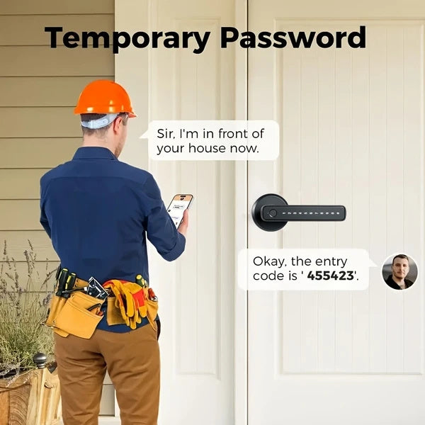 Tuya Fingerprint Door Lock With Lock Smart Fingerprint Door Handle With App Control And Key Biometric Door Lock, Fingerprint Door Lock For Bedroom, Front Door, Home, Apartment, Office And Garage Black