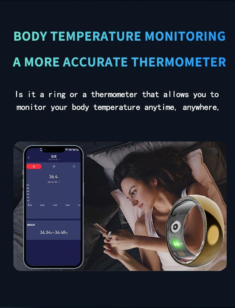 The Evolved Version Of The Smart Ring Is Equipped With Functions Such As Blood Pressure, Blood Oxygen, Sleep Quality, And Emotion Monitoring. It Is Waterproof And Comes In Two Sizes.