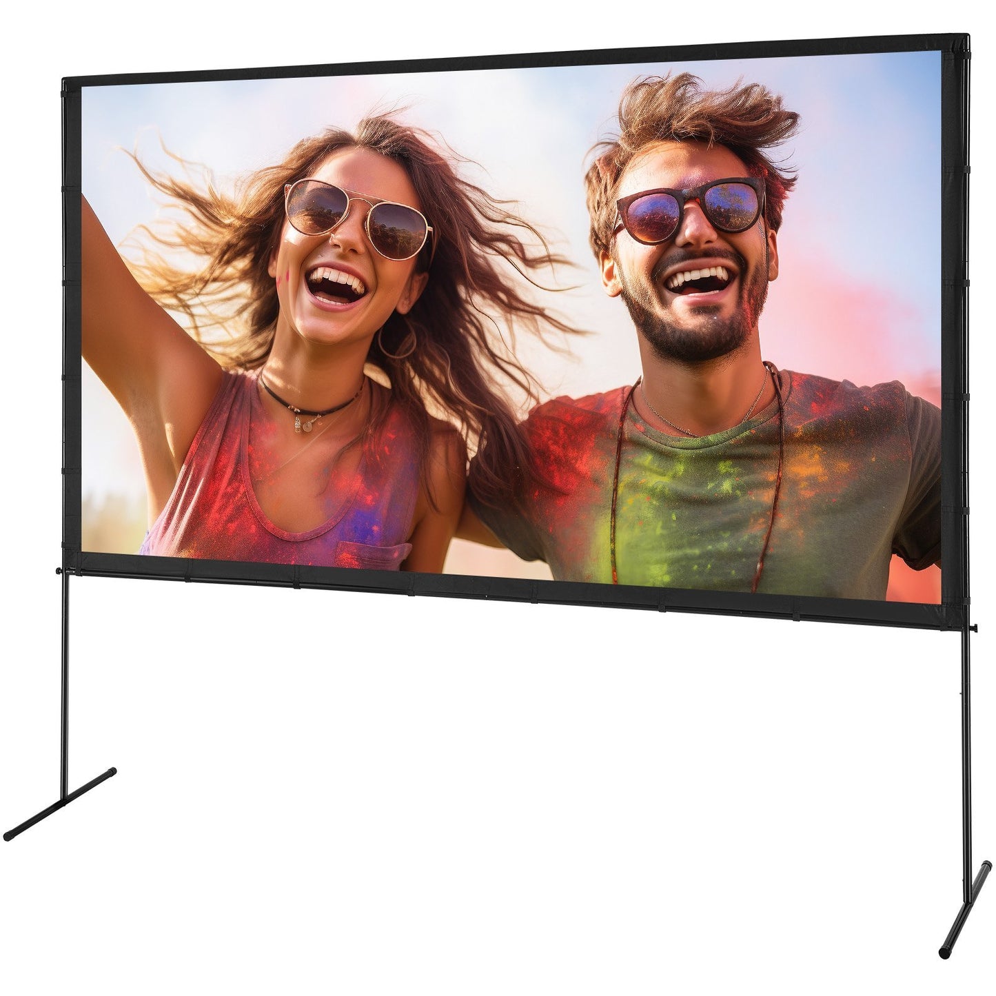 VEVOR Projector Screen With Stand, 120 Inch  4K 1080 HD Outdoor Movie Screen With Stand, Wrinkle-Free Projection Screen With Bar Feet And Carry Bag, For Home Theater Cinema Backyard Movie Night